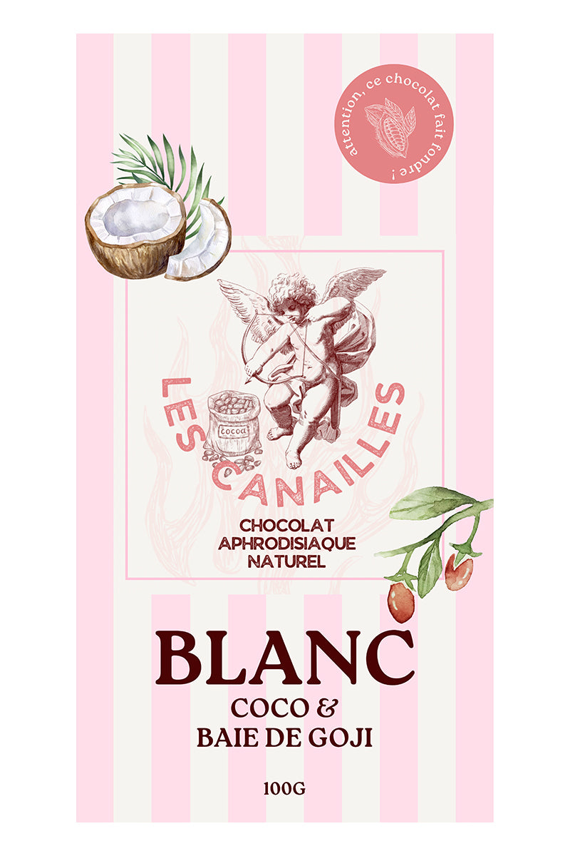 Chocolat blanc coco et baie de goji - Tablette 100g