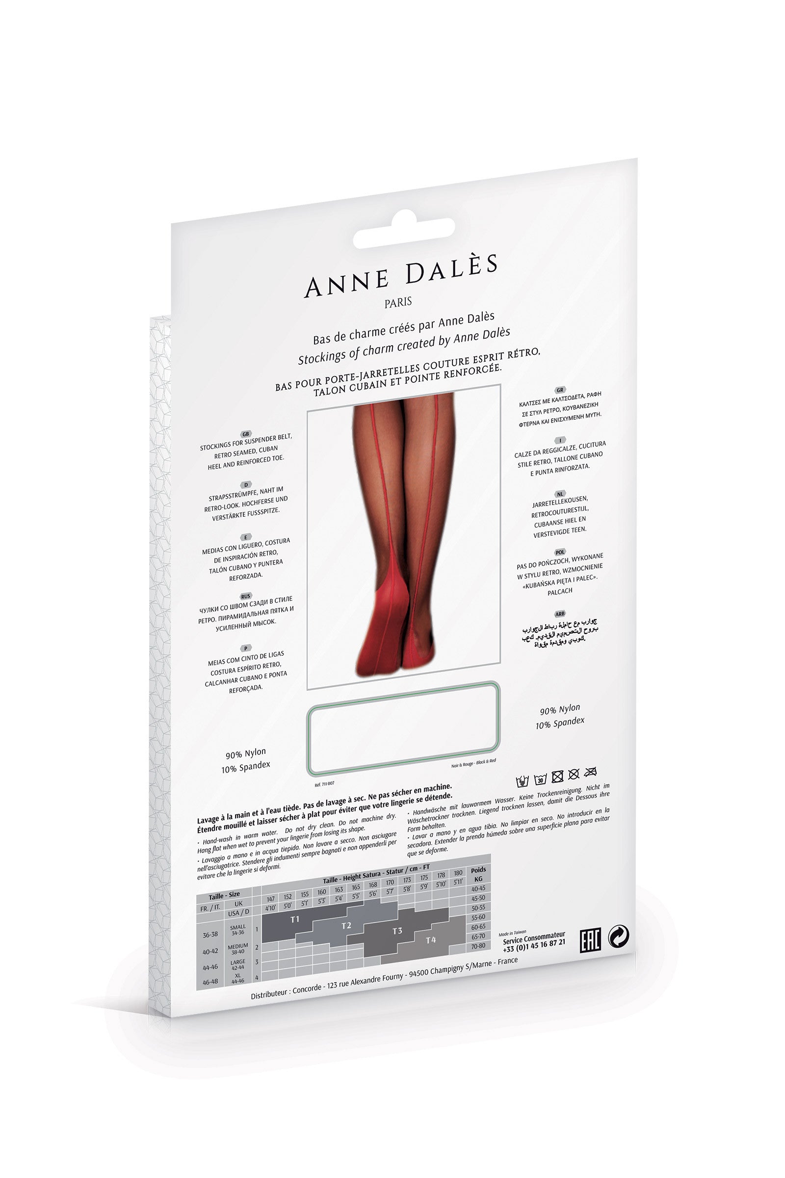 Bas Flora Rouge/Noir