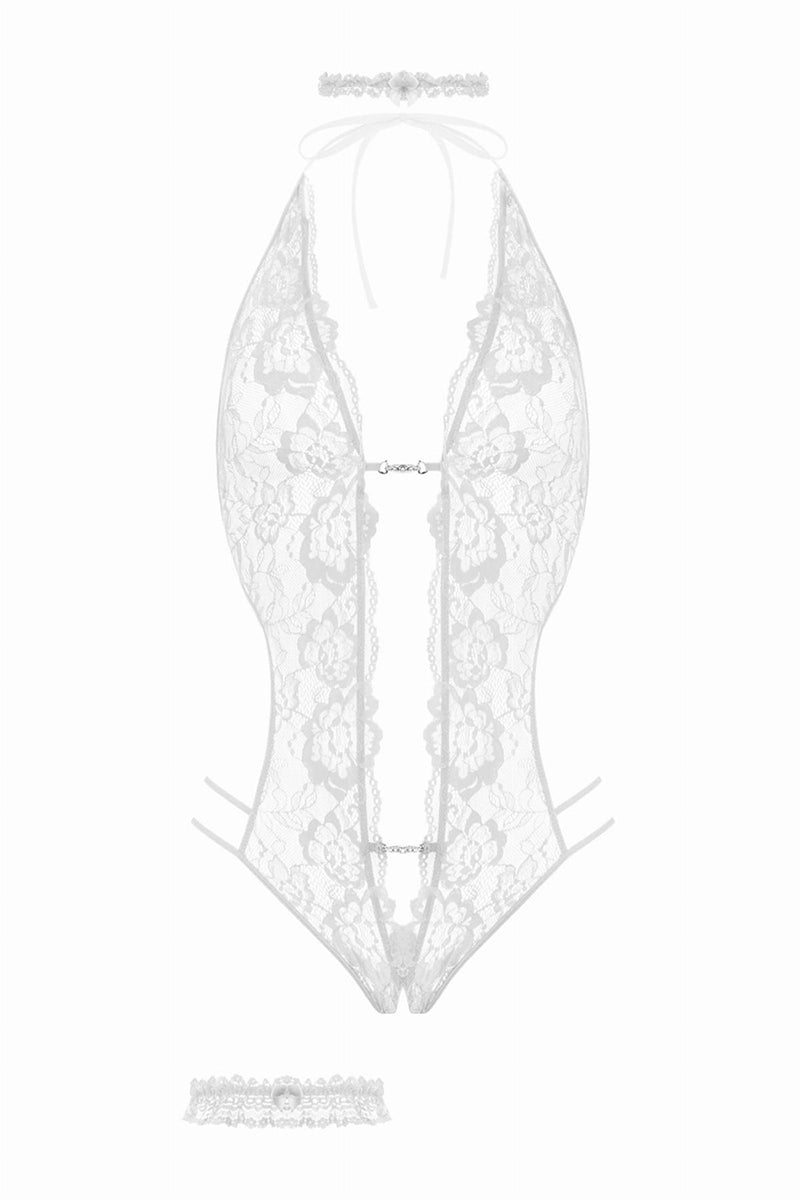 Ensemble body ouvert Renée blanc - Christine